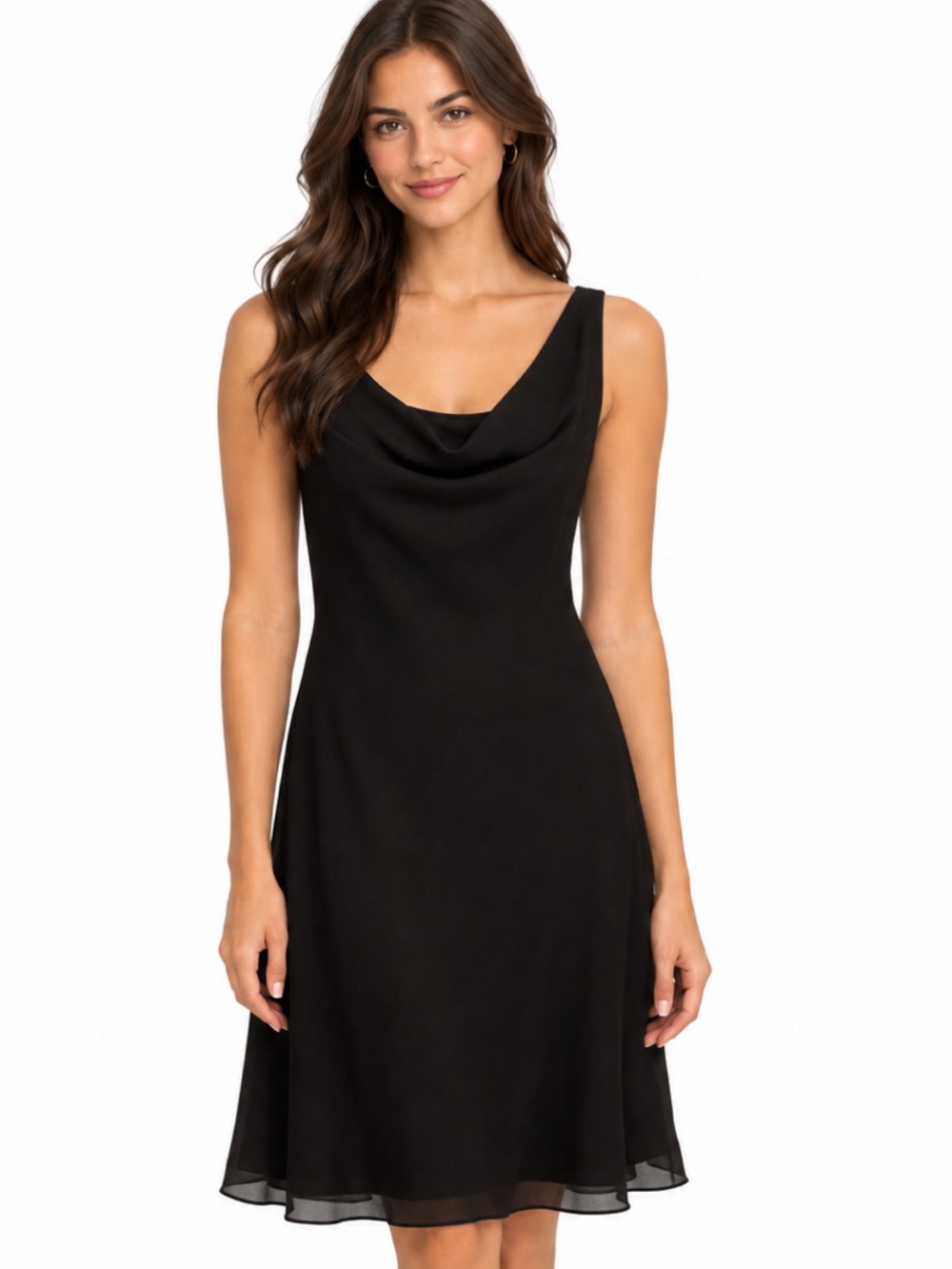 Helene Blake Black Cowl Drape Neck Open Back Cocktail Dress Size 14 NWT